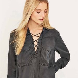 Free People Tencel Lace up Shirt